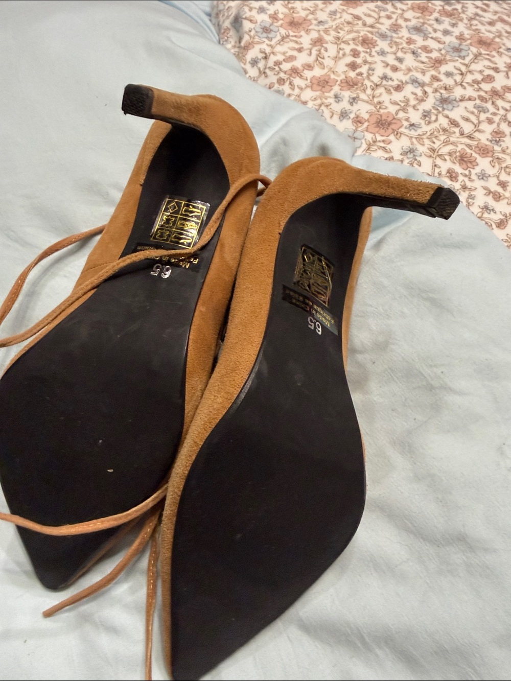 Jeffrey Campbell Tan Suede Lace-Up Pointed Toe Heels - Picture 2 of 5
